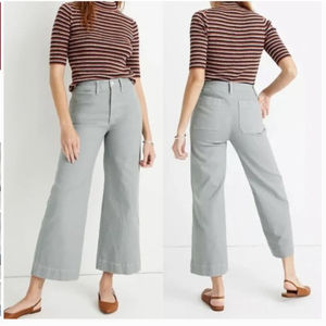 Madewell 27 Tall Curvy Slim Emmett Wide-Leg Crop Pants Blue High Rise 27T NWT